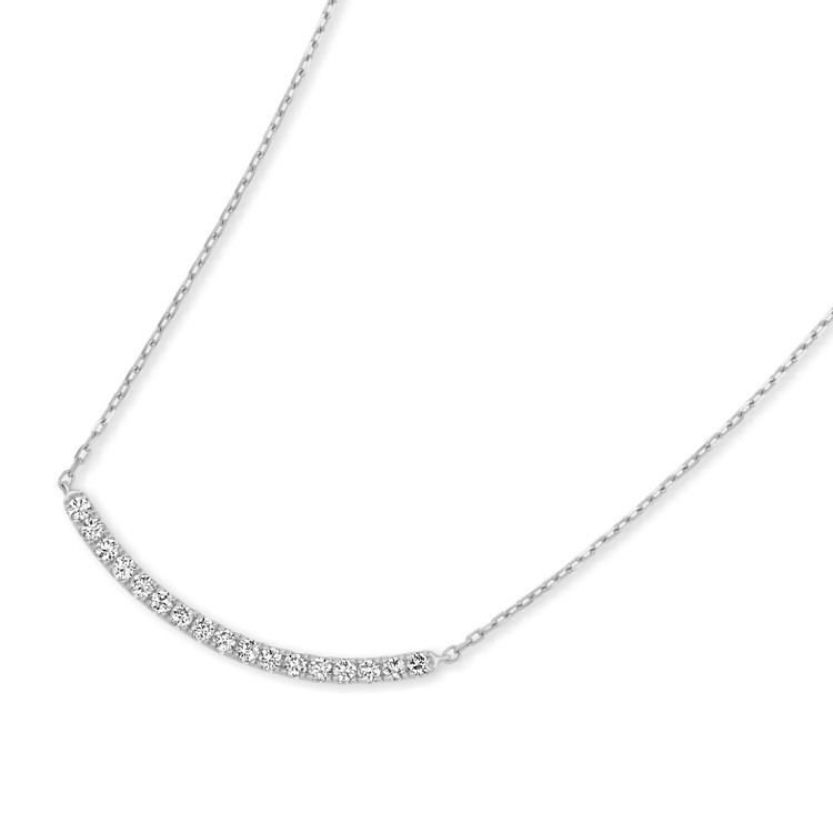 Lombardy Pave-Set Natural Diamond Curved Bar Necklace (18 in)