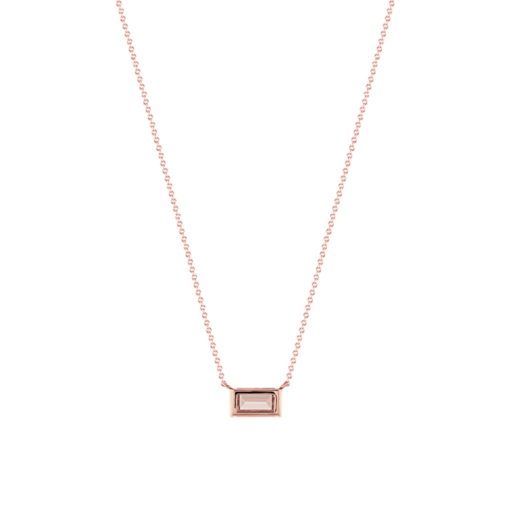 Kenza Peach Natural Morganite Necklace in 14K Rose Gold (18 in)