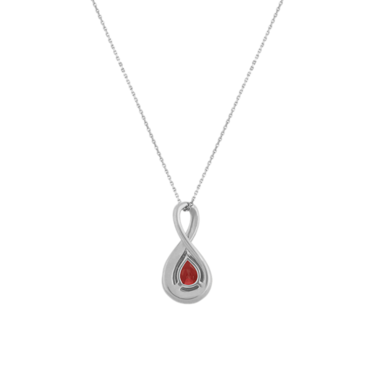 Sequoia Natural Garnet Infinity Pendant in Sterling Silver (22 in)