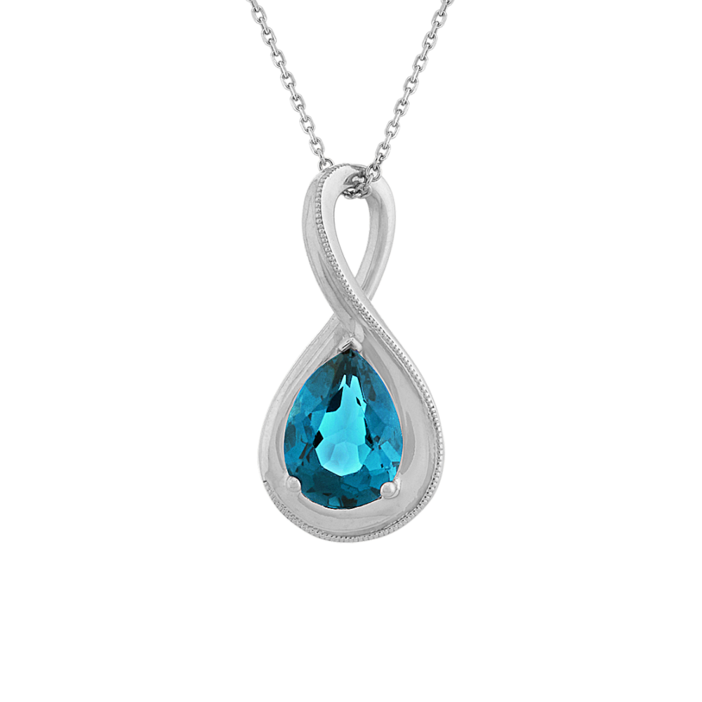 Sequoia Natural London Blue Topaz Infinity Pendant in Sterling Silver (22 in)
