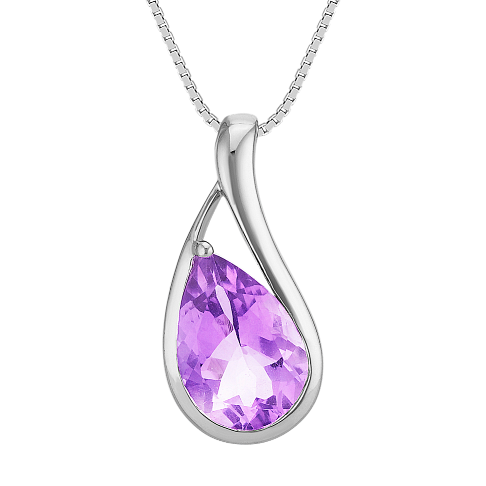 Pear Shaped Amethyst Pendant (20'')