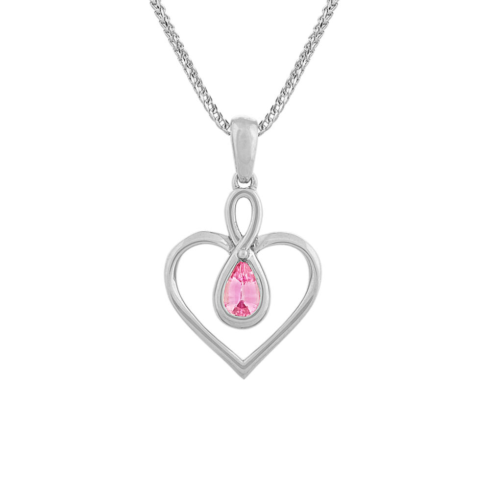 Casey Pink Natural Sapphire Heart Pendant in Sterling Silver (22 in)