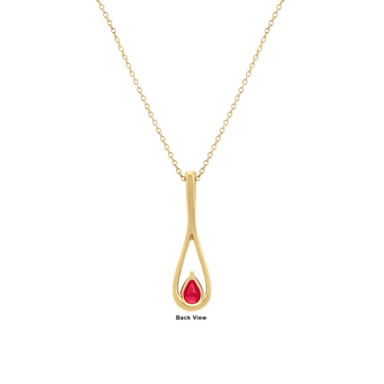 Malta Natural Ruby and Natural Diamond Pendant in 14K Yellow Gold (24 in)