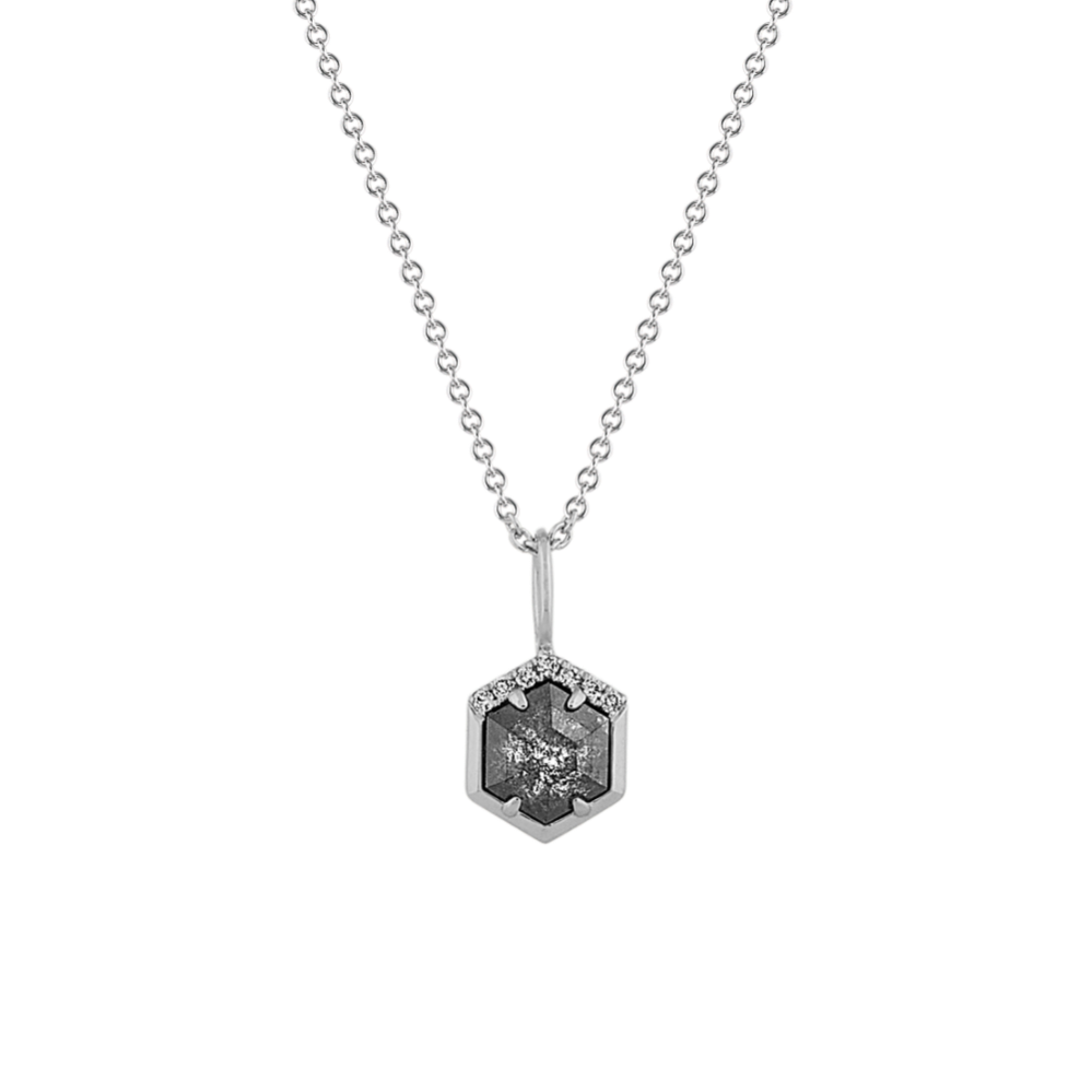 Nocturne Pepper Diamond Pendant in 14K White Gold (22'')