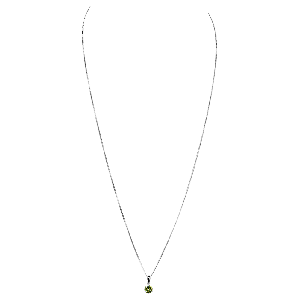 Peridot Solitaire Pendant in Sterling Silver Shane Co.