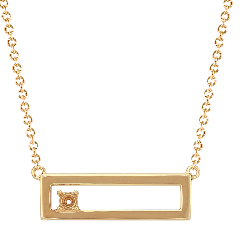 Personalized Cutout Bar Necklace for Round Gemstone (18'')