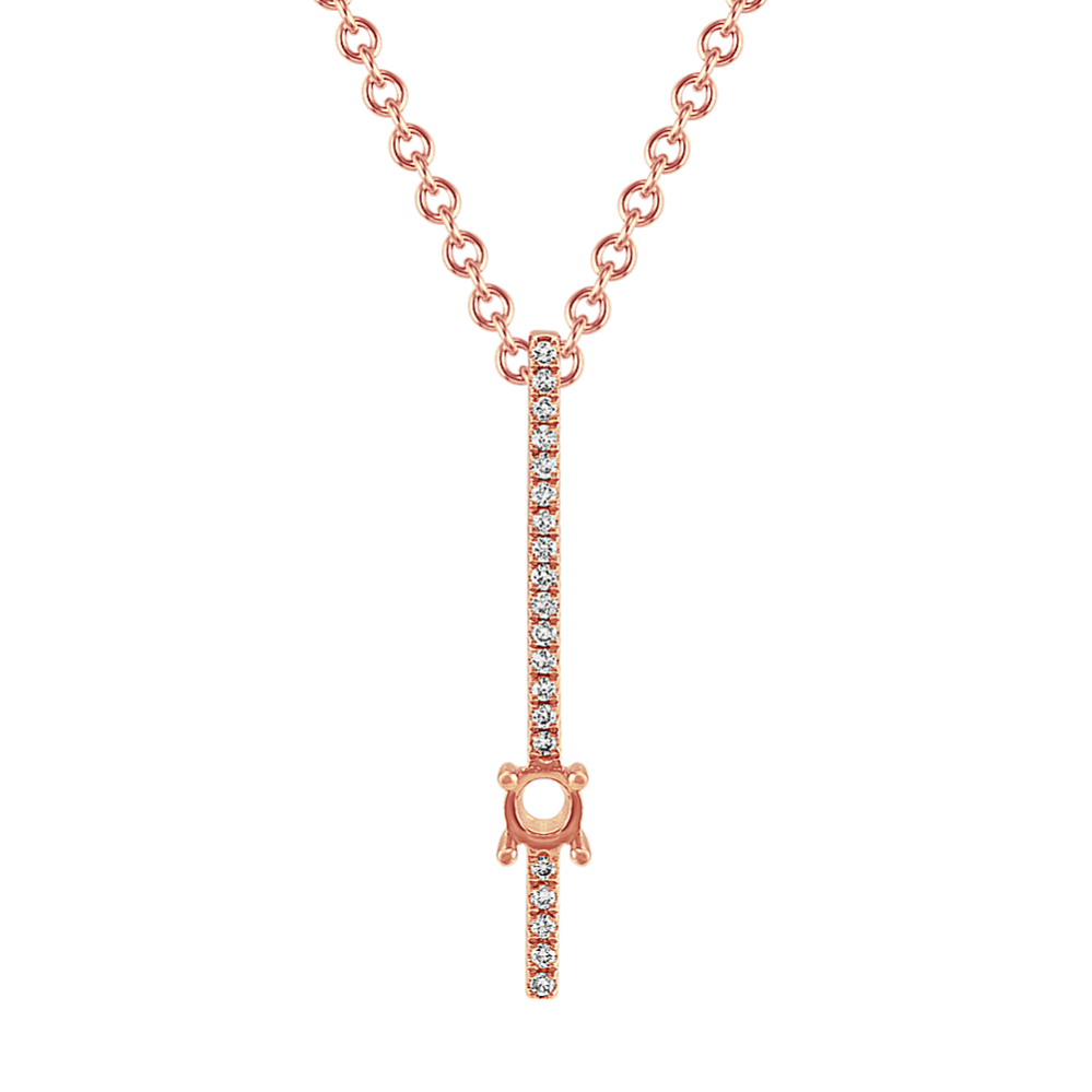 Personalized Diamond Vertical Bar Pendant (22'')