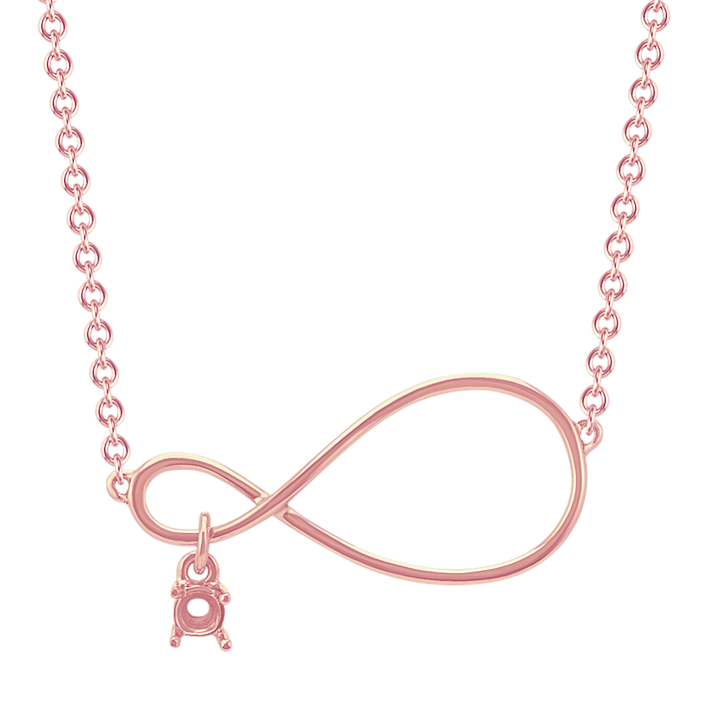 Personalized Infinity Necklace for Round Gemstone in 14k Rose Gold (18 in)