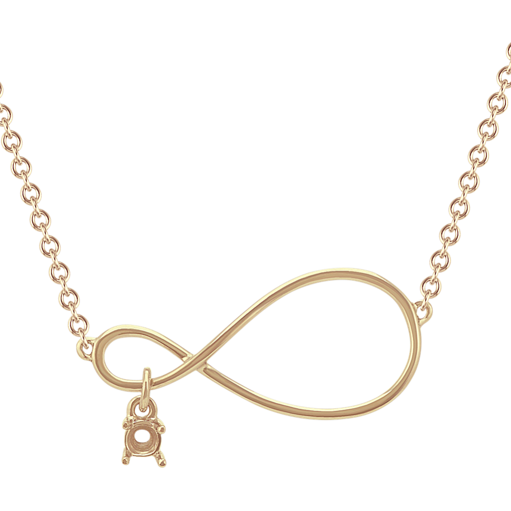 Personalized Infinity Necklace for Round Gemstone in 14k Yellow Gold (18 in)