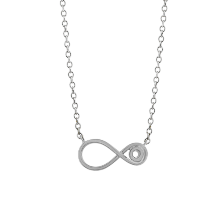 Personalized Infinity Necklace in 14k White Gold (18 in)