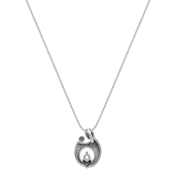 Personalized Mother & Child Pendant in 14k White Gold (18 in) | Shane Co.