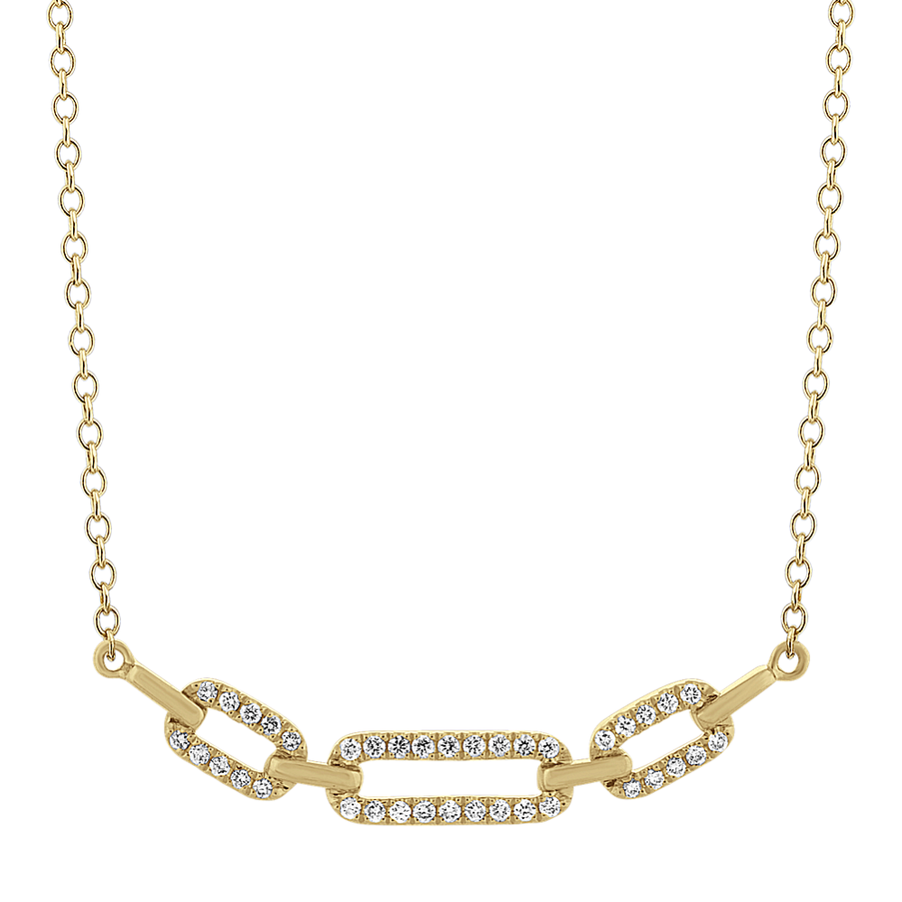 Petite Bella Link Diamond Necklace in 14k Yellow Gold (18 in)