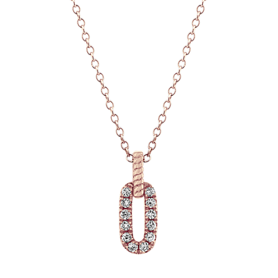 Petite Bella Link Diamond Pendant in 14k Rose Gold (18'')