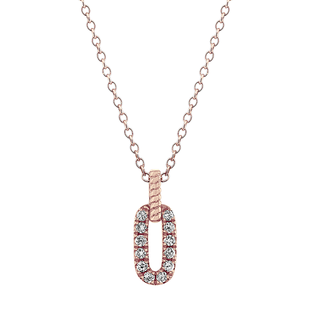 Petite Bella Link Diamond Pendant in 14k Rose Gold (18 in)