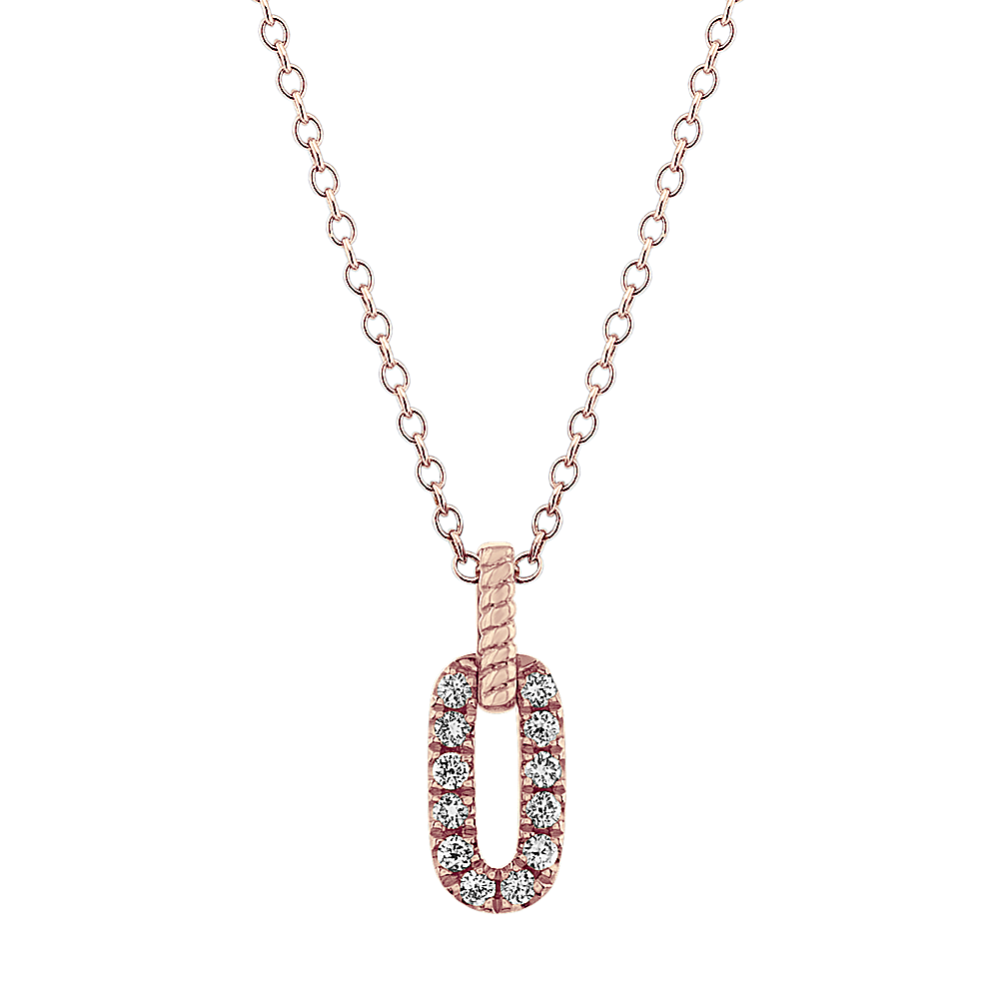 Petite Bella Link Diamond Pendant in 14k Rose Gold (18'')