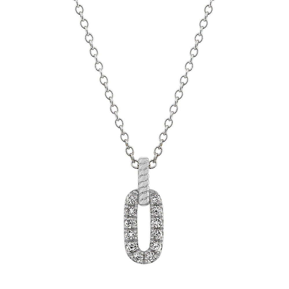 Petite Bella Link Diamond Pendant in 14k White Gold (18 in)