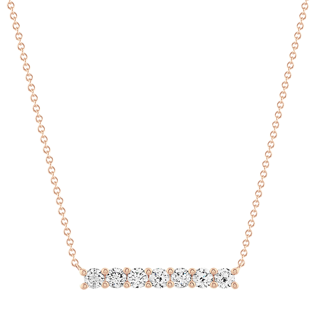 Piaf Diamond Bar Necklace in 14K Rose Gold (20'')