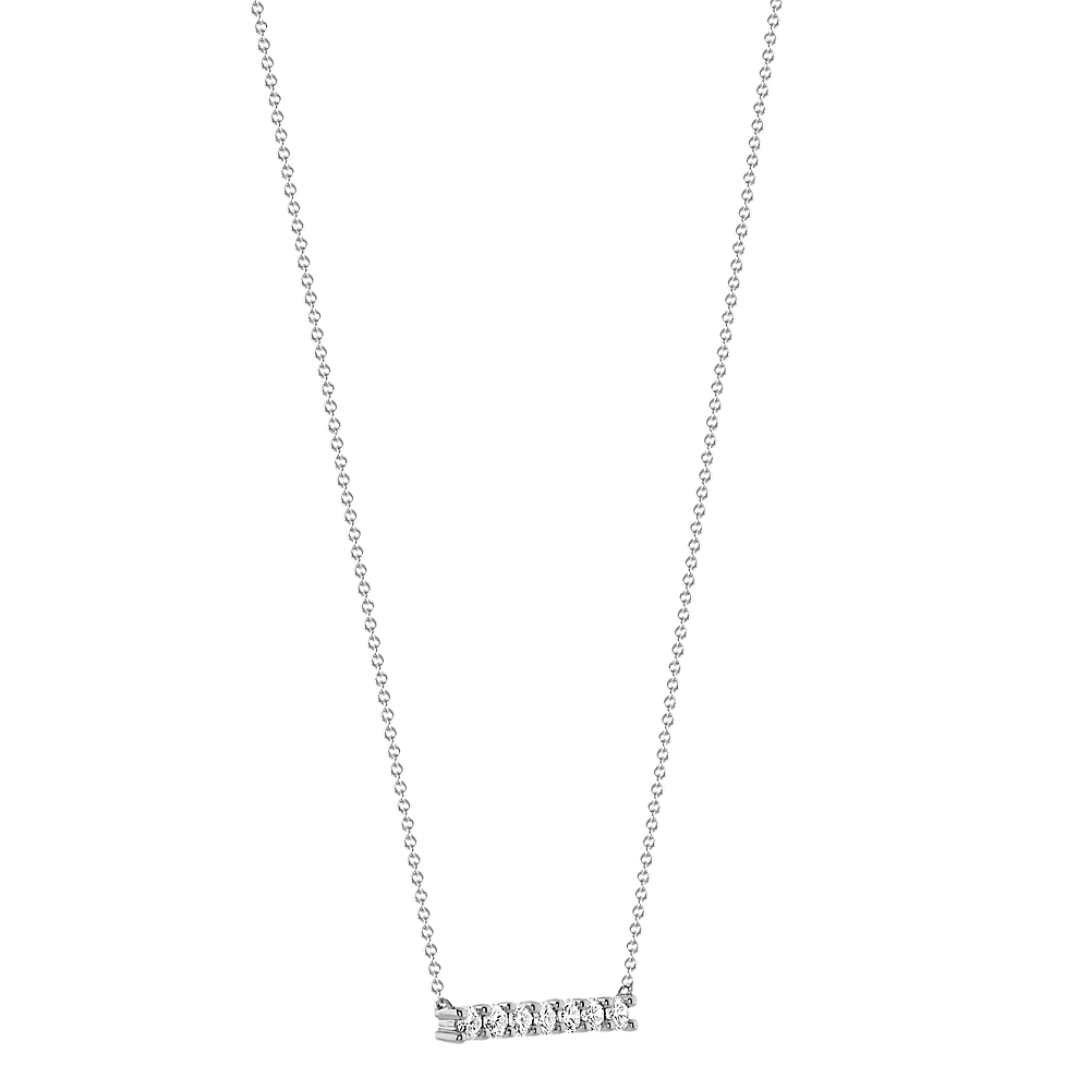 Piaf Diamond Bar Necklace in 14K White Gold (20 in) | Shane Co.