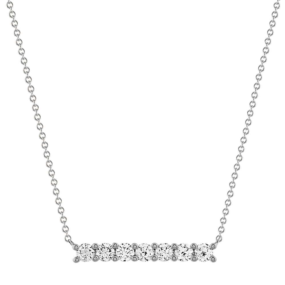 Piaf Diamond Bar Necklace in 14K White Gold (20 in)