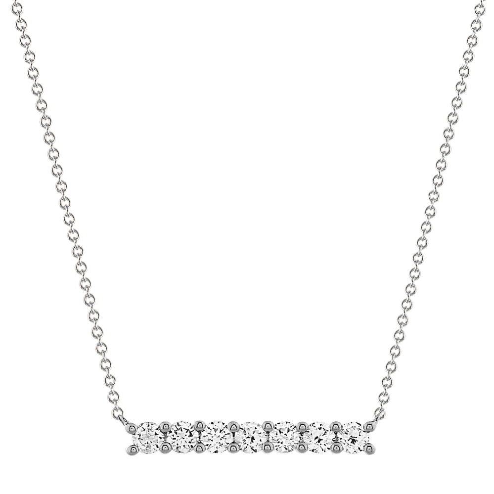 Piaf Diamond Bar Necklace in 14K White Gold (20'')