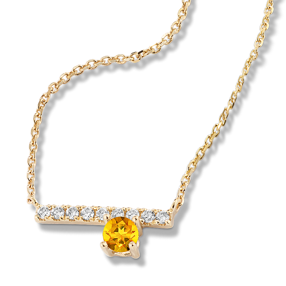 Pick-Your-Gem Diamond Accent Bar Necklace