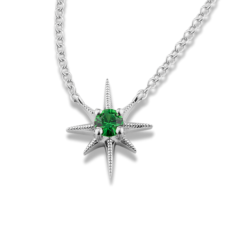 Pick-Your-Gemstone Star Necklace in 14k White Gold (20 in)