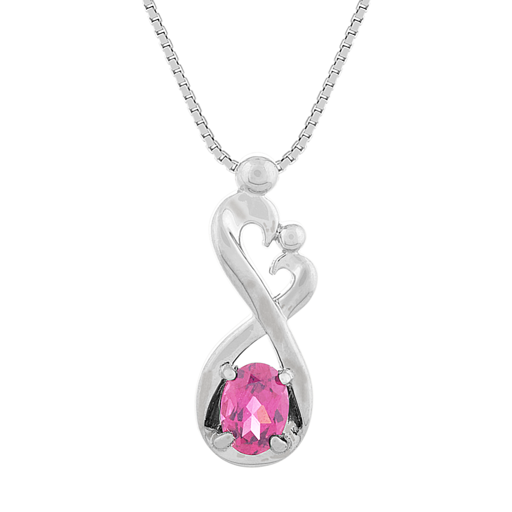 Pink Garnet Infinity Mother & Child Pendant (20'')