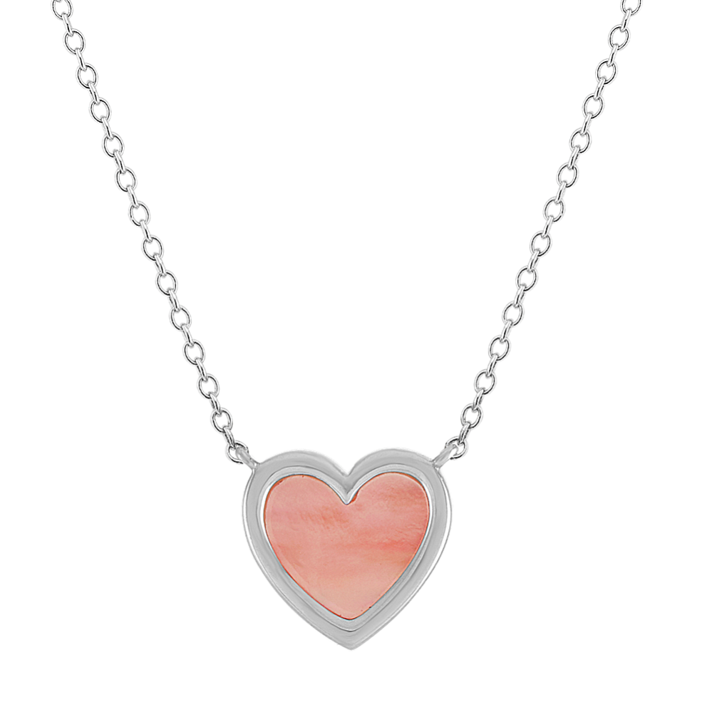 Pink Mother-of-Pearl Heart Necklace (18 in)