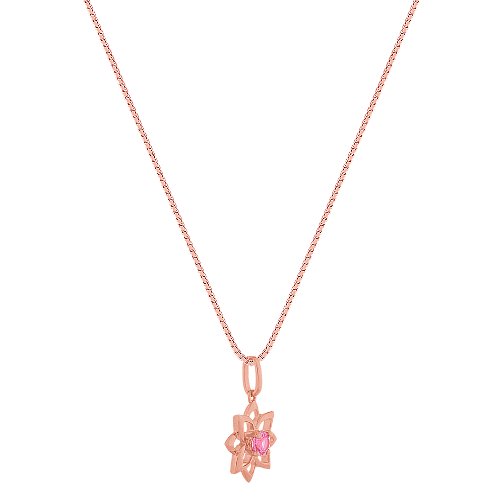 Sapphire Flower Necklace 14K Rose Gold