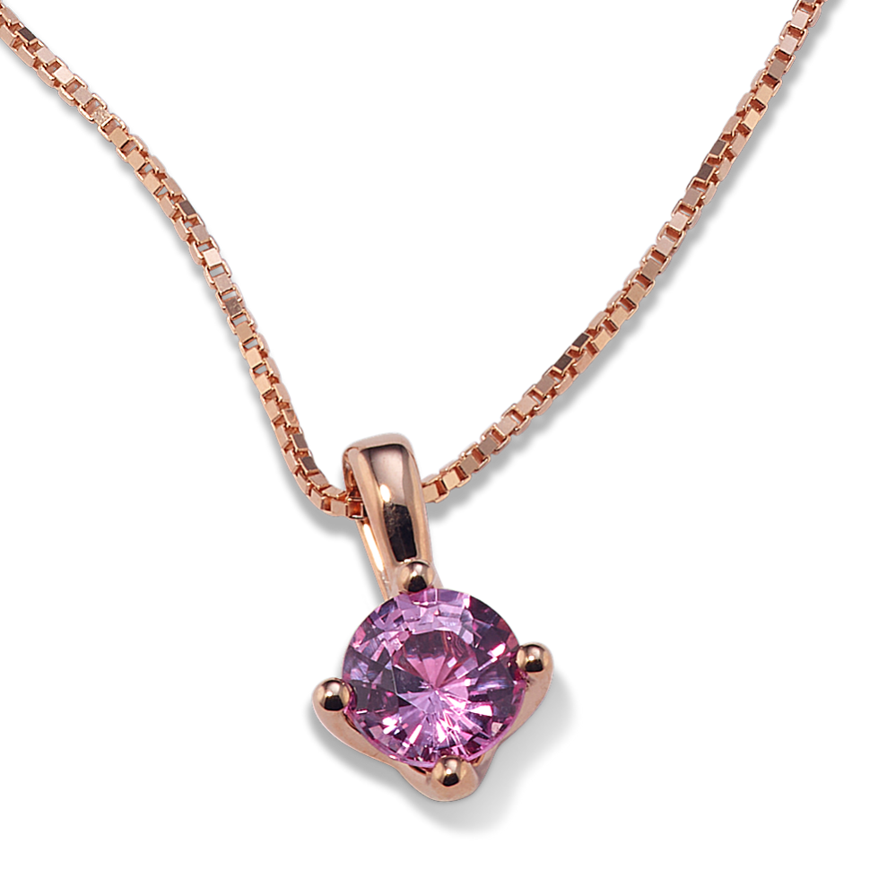 5mm Pink Sapphire Solitaire Pendant