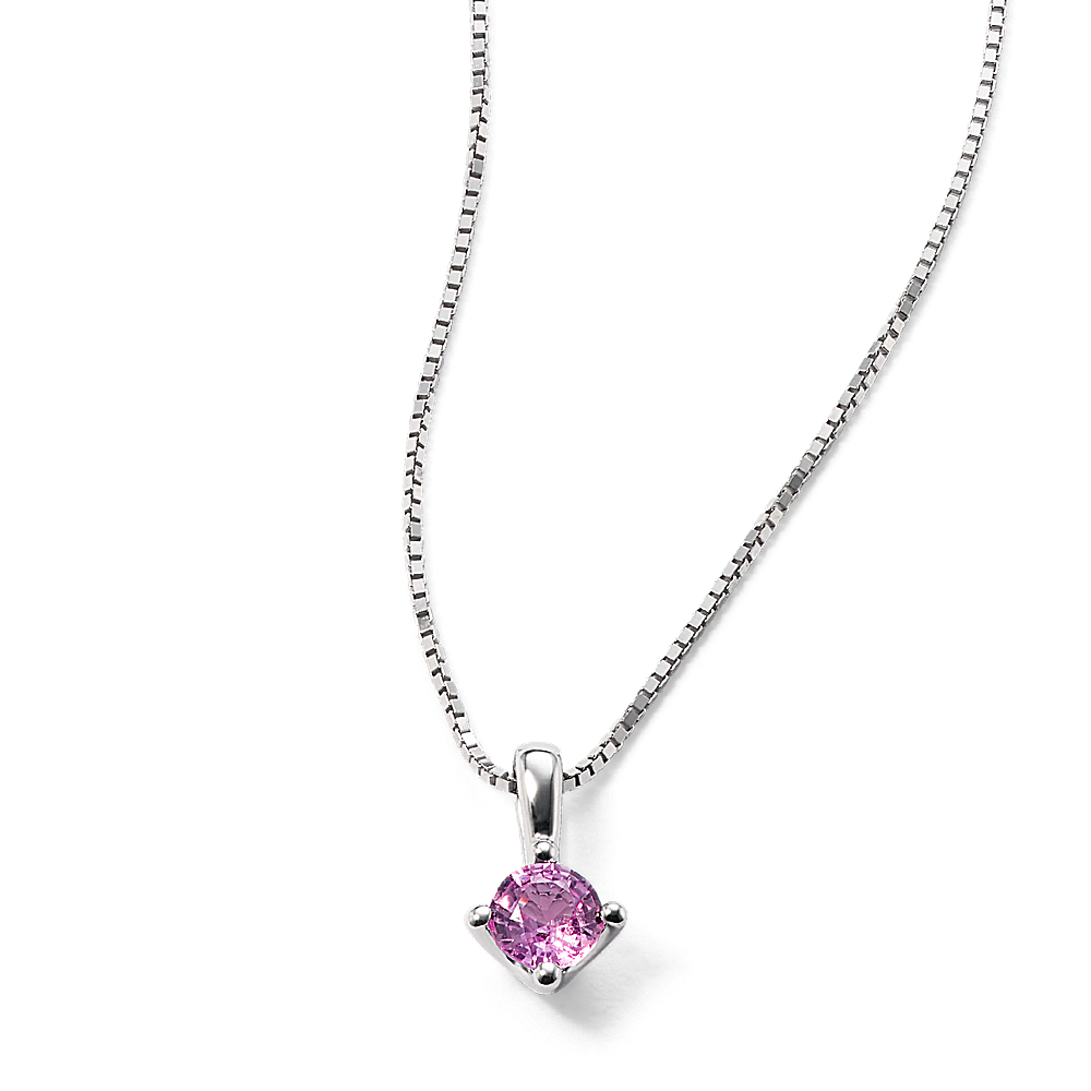 14K White Gold Pink Sapphire Diamond Necklace