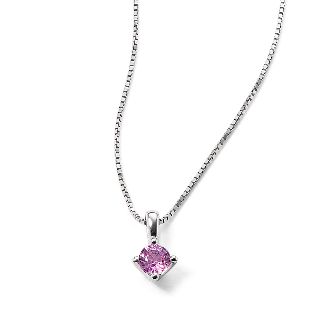 4mm Pink Sapphire Solitaire Pendant