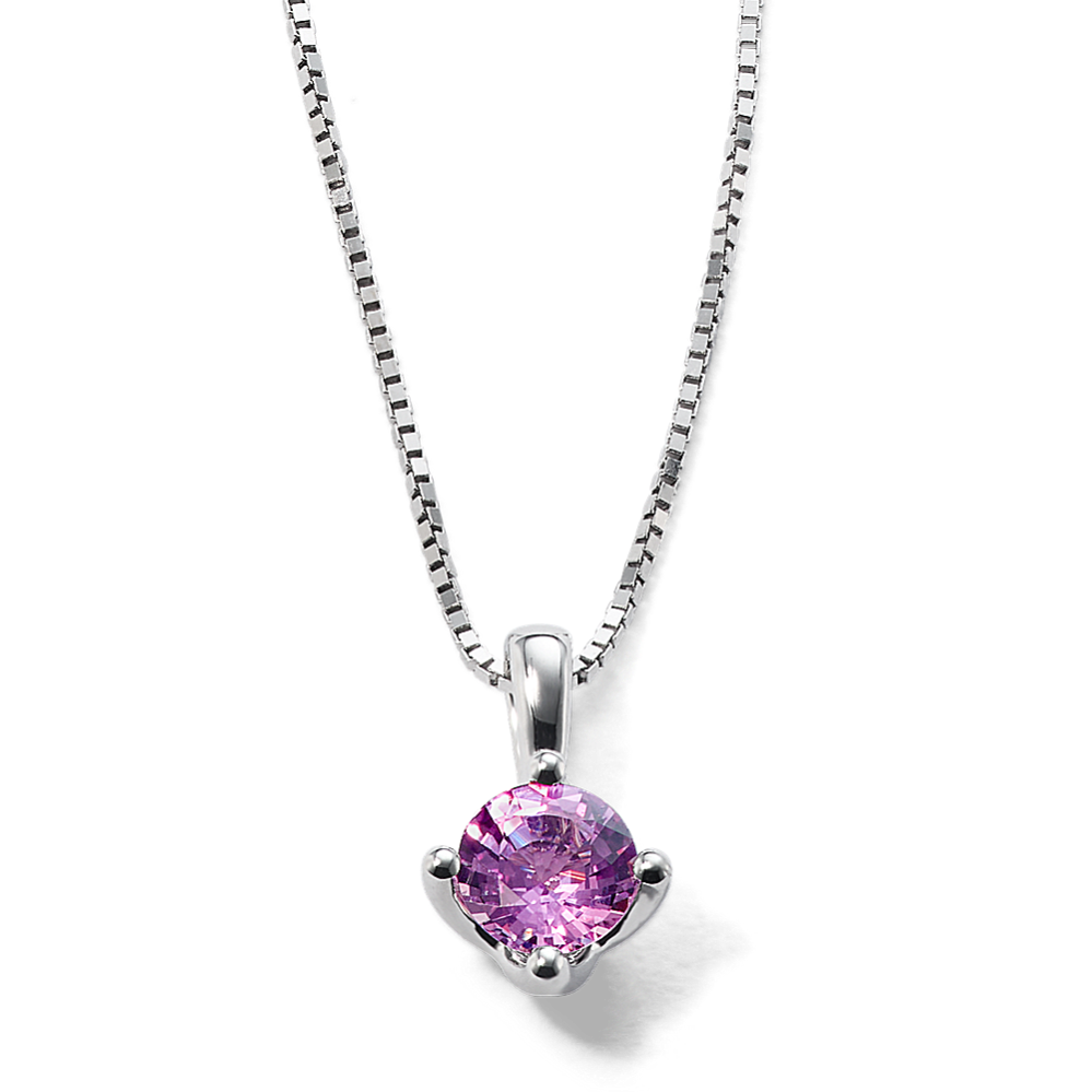 5mm Pink Sapphire Solitaire Pendant (18 in)