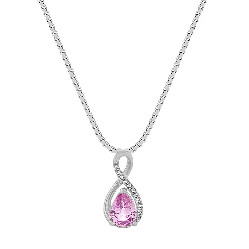 Pink Sapphire and Diamond Infinity Pendant (18 in)