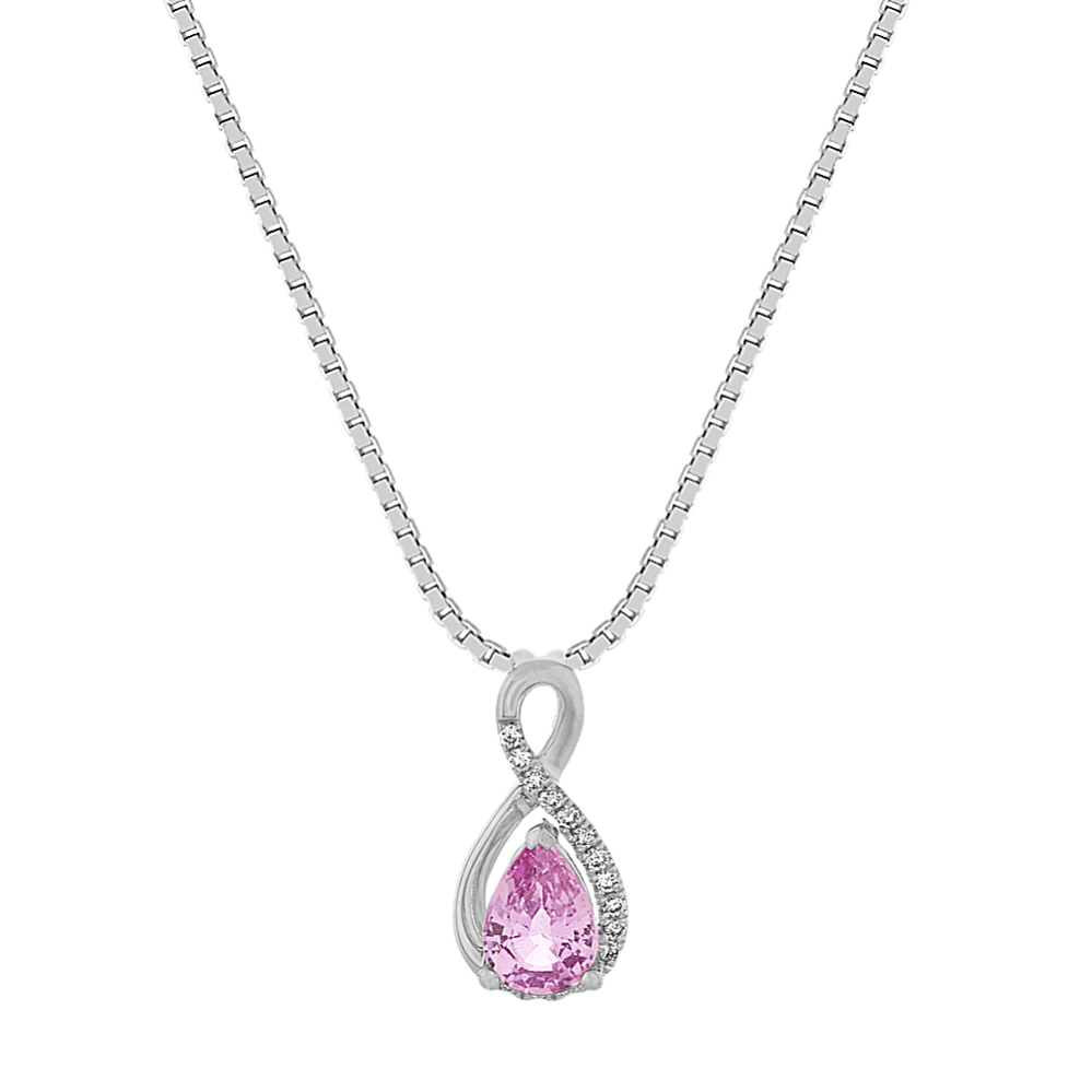 Pink Sapphire and Diamond Infinity Pendant (18'')
