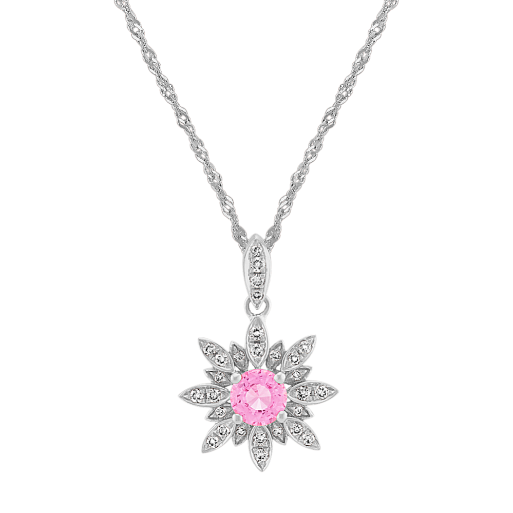 Pink Sapphire and Diamond Pendant (20 in.)