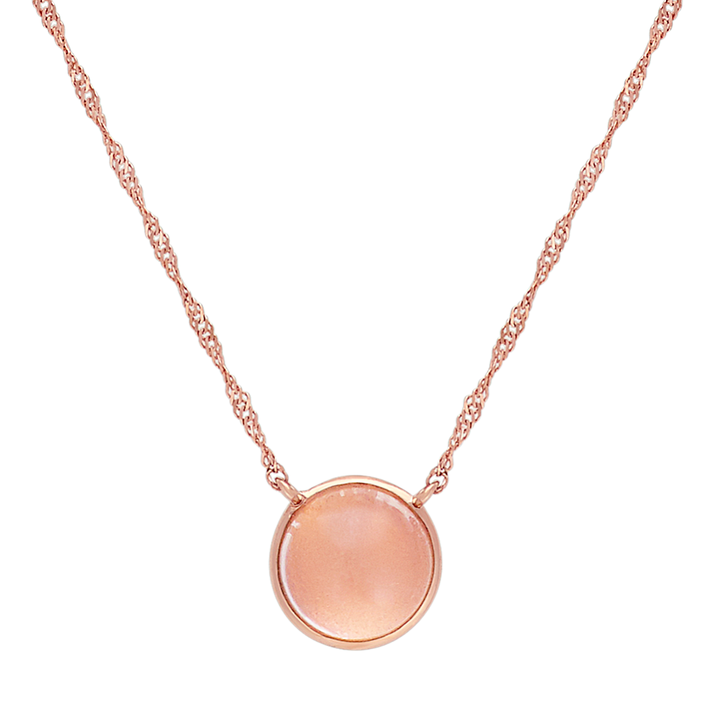 Pink Quartz Bezel-Set Necklace in 14k Rose Gold (18 in)