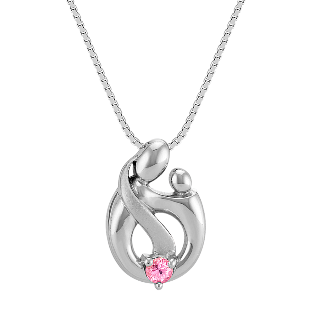 Pink Sapphire Mother & Child Pendant (18 in)