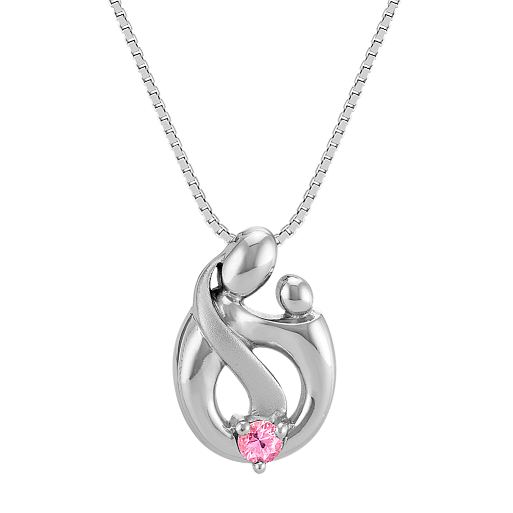 Pink Sapphire Mother & Child Pendant (18'')