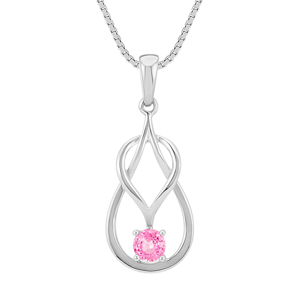 Pink Sapphire Pendant in Sterling Silver (18 in)