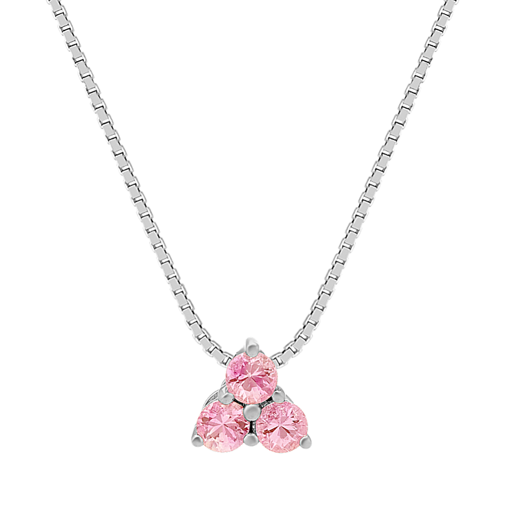 Pink Sapphire Pendant in Sterling Silver (20'')