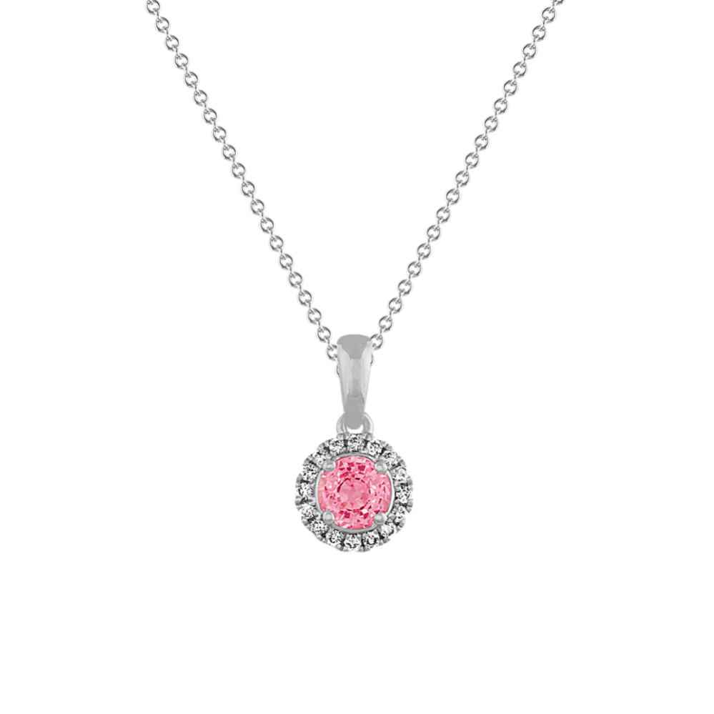 Twila Pink Sapphire & Diamond Halo Pendant