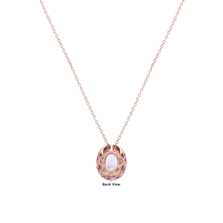 Salerno Pink Natural Sapphire and Natural Diamond Pendant in 14K Rose Gold (24 in)