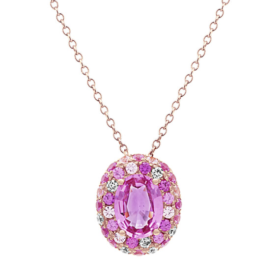 Pink Sapphire and Diamond Pendant (24 in)