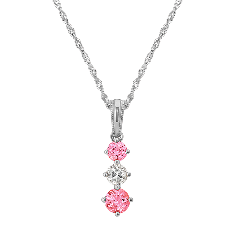 Pink and White Sapphire Pendant (20'')