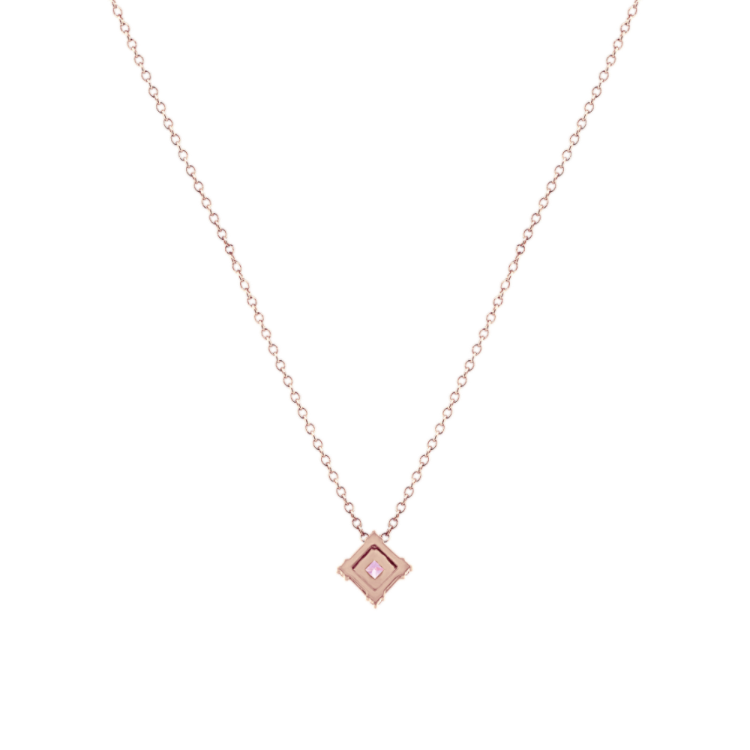 Pink and White Natural Sapphire Enamel Pendant (18 in)