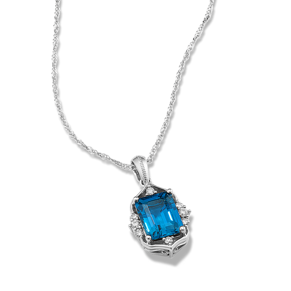 Poet Blue Topaz & Diamond Pendant