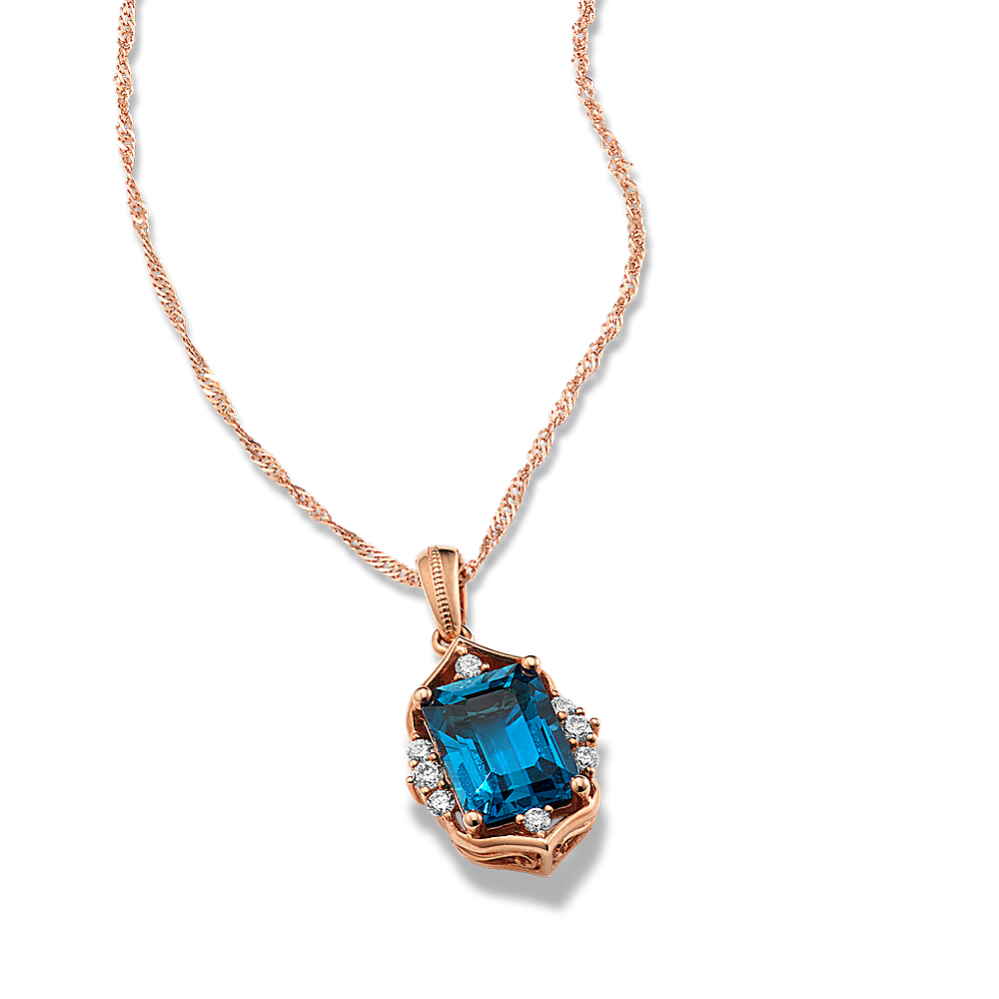 Poet Blue Topaz & Diamond Pendant