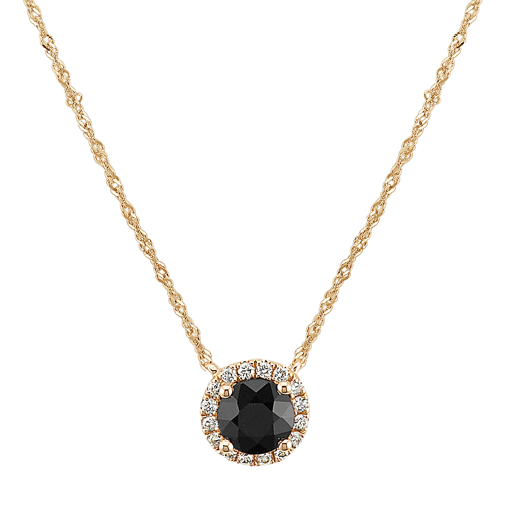 Prue Black Sapphire and Diamond Necklace in 14K Yellow Gold (18 in)