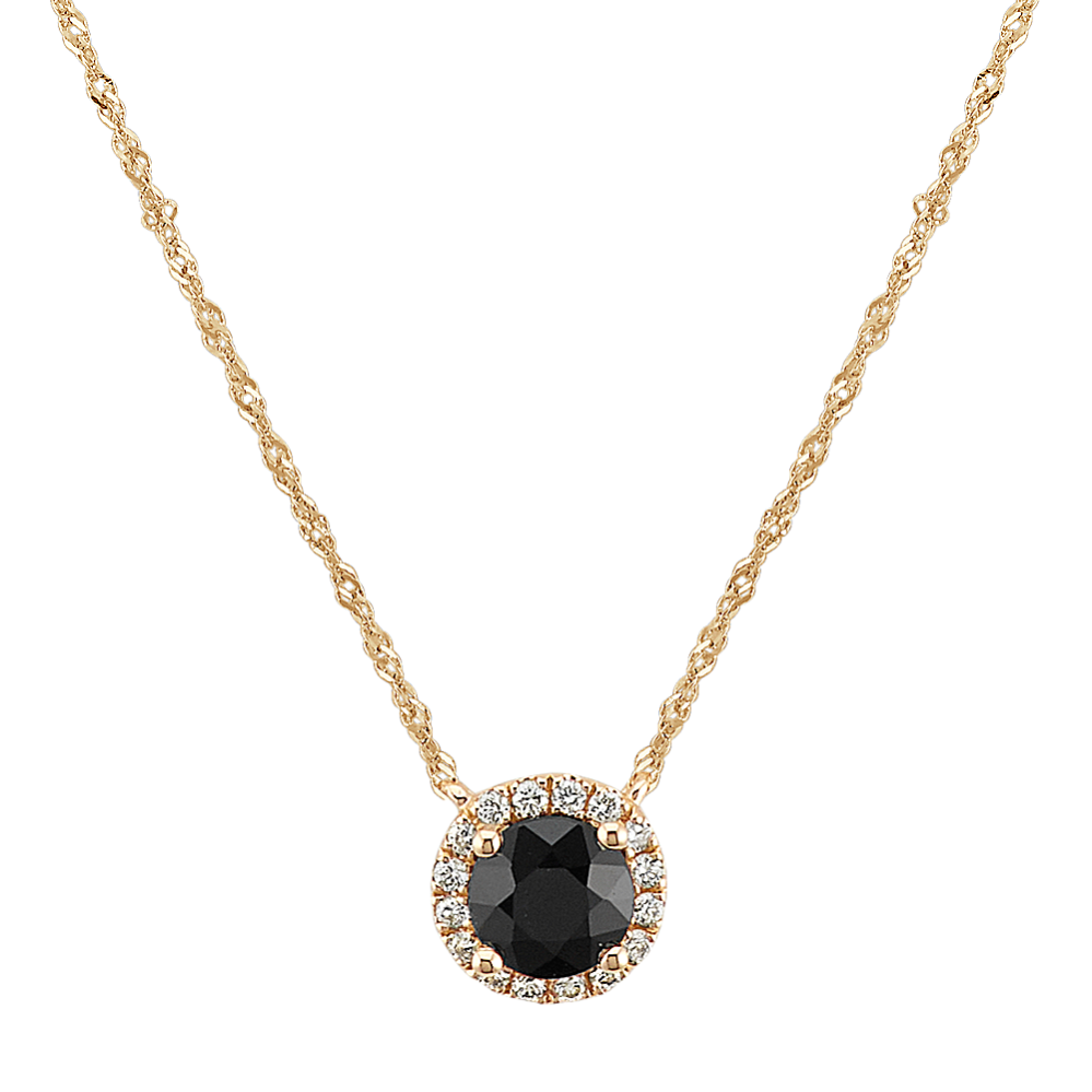 Prue Black Sapphire and Diamond Necklace in 14K Yellow Gold (18'')